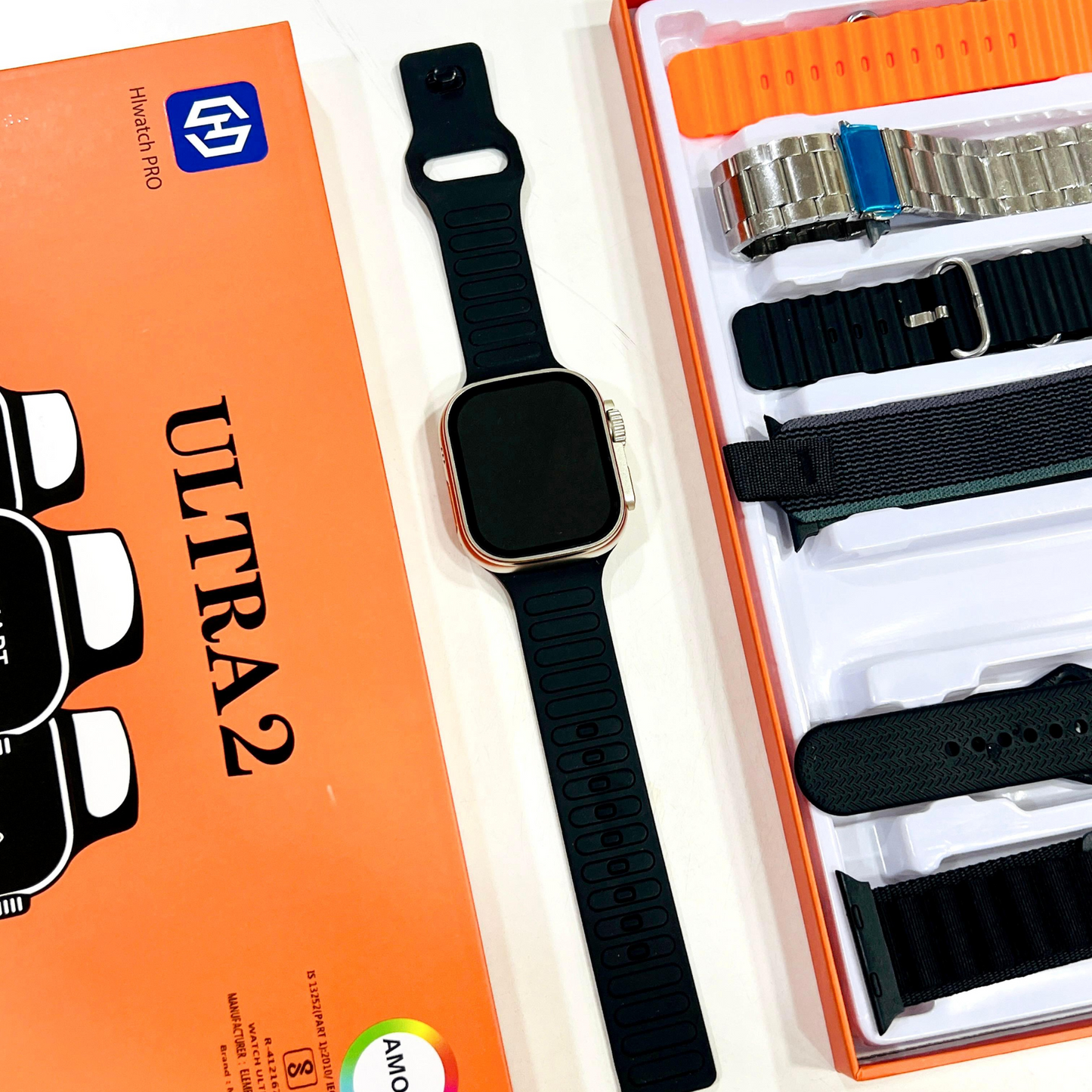 SE HUB Watch 8 Ultra 2 7 in 1-49 MM BT Calling Sports Mode Fitness 7 Belt with 1 Smart watch for Men & Women Smartwatch (Black)