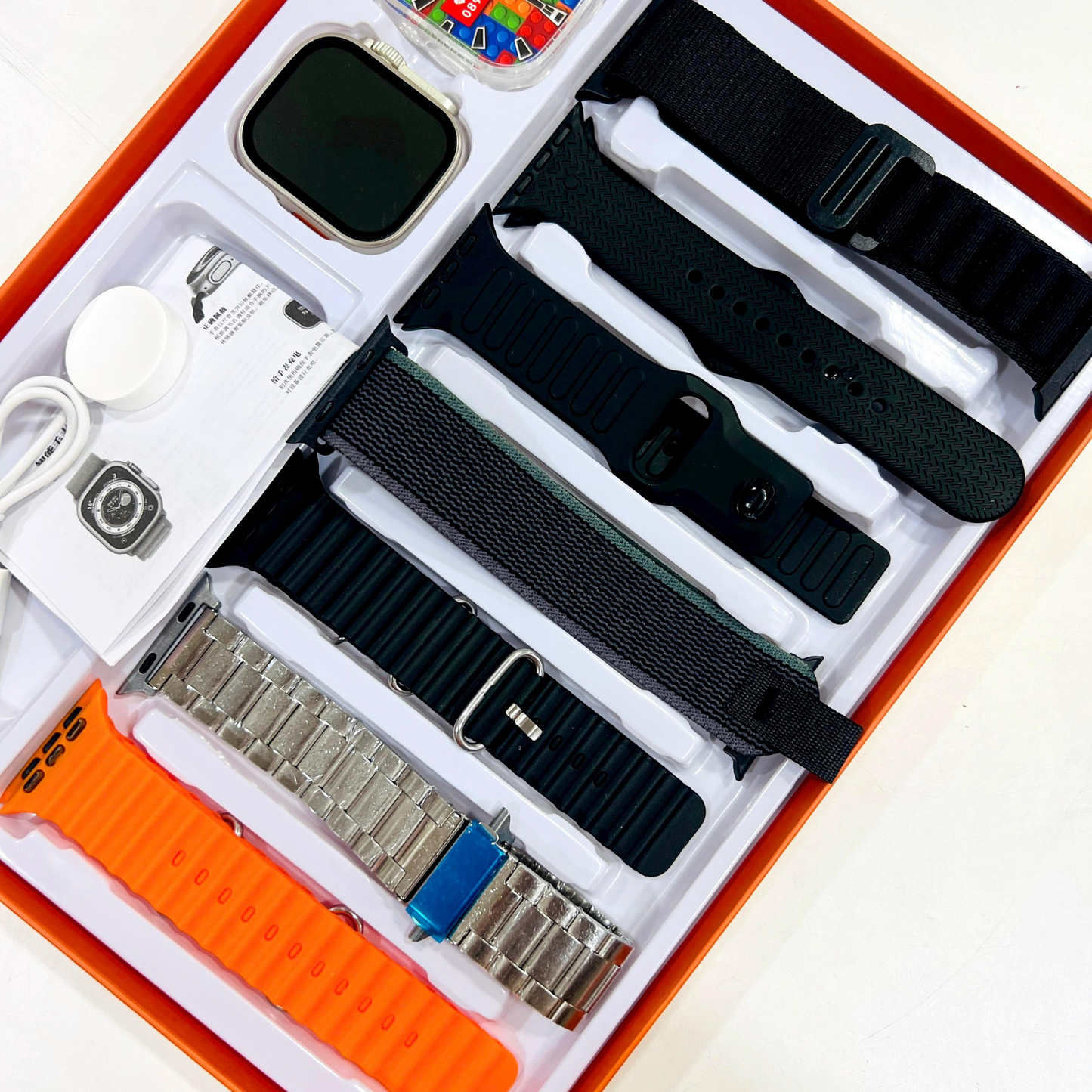 SE HUB Watch 8 Ultra 2 7 in 1-49 MM BT Calling Sports Mode Fitness 7 Belt with 1 Smart watch for Men & Women Smartwatch (Black)