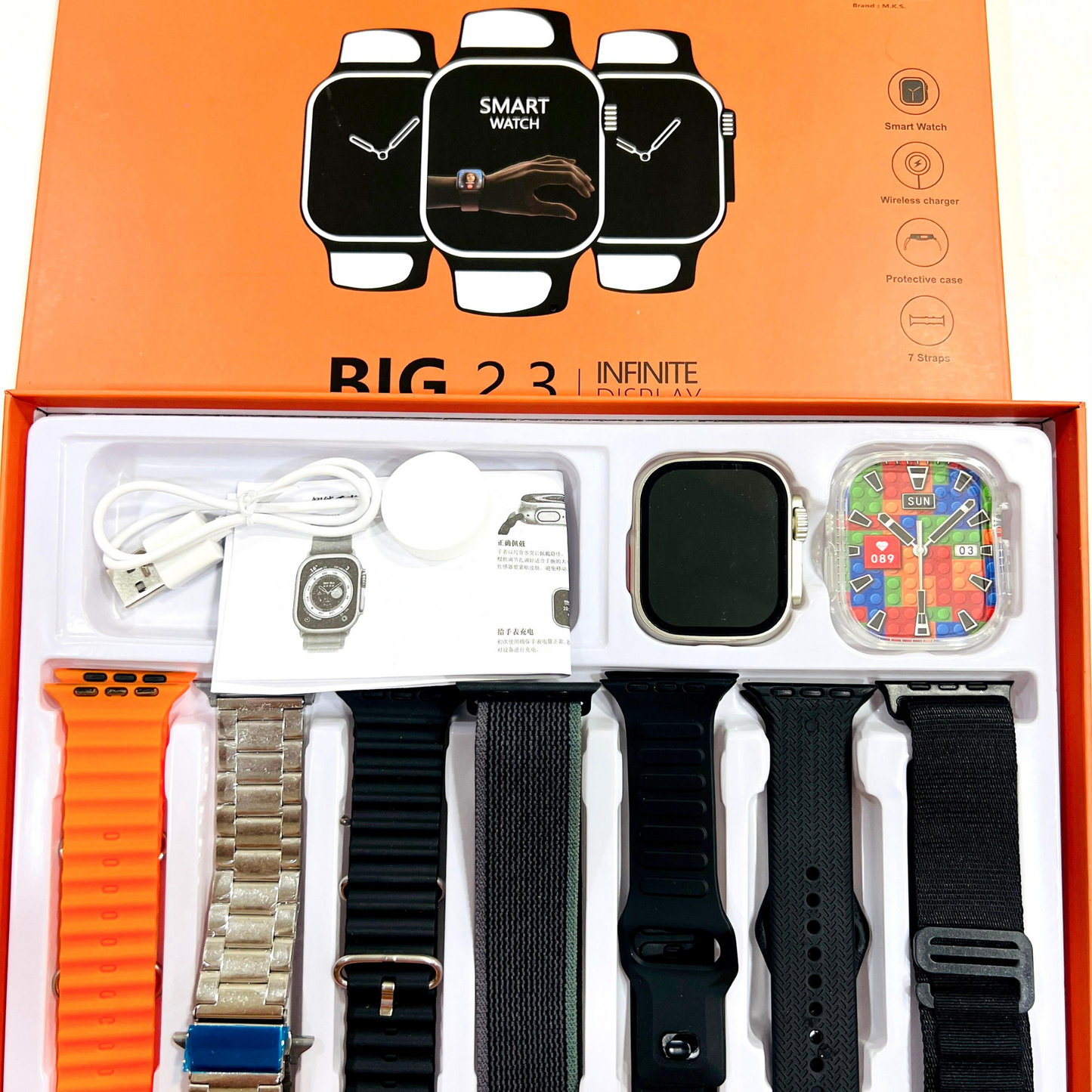 SE HUB Watch 8 Ultra 2 7 in 1-49 MM BT Calling Sports Mode Fitness 7 Belt with 1 Smart watch for Men & Women Smartwatch (Black)