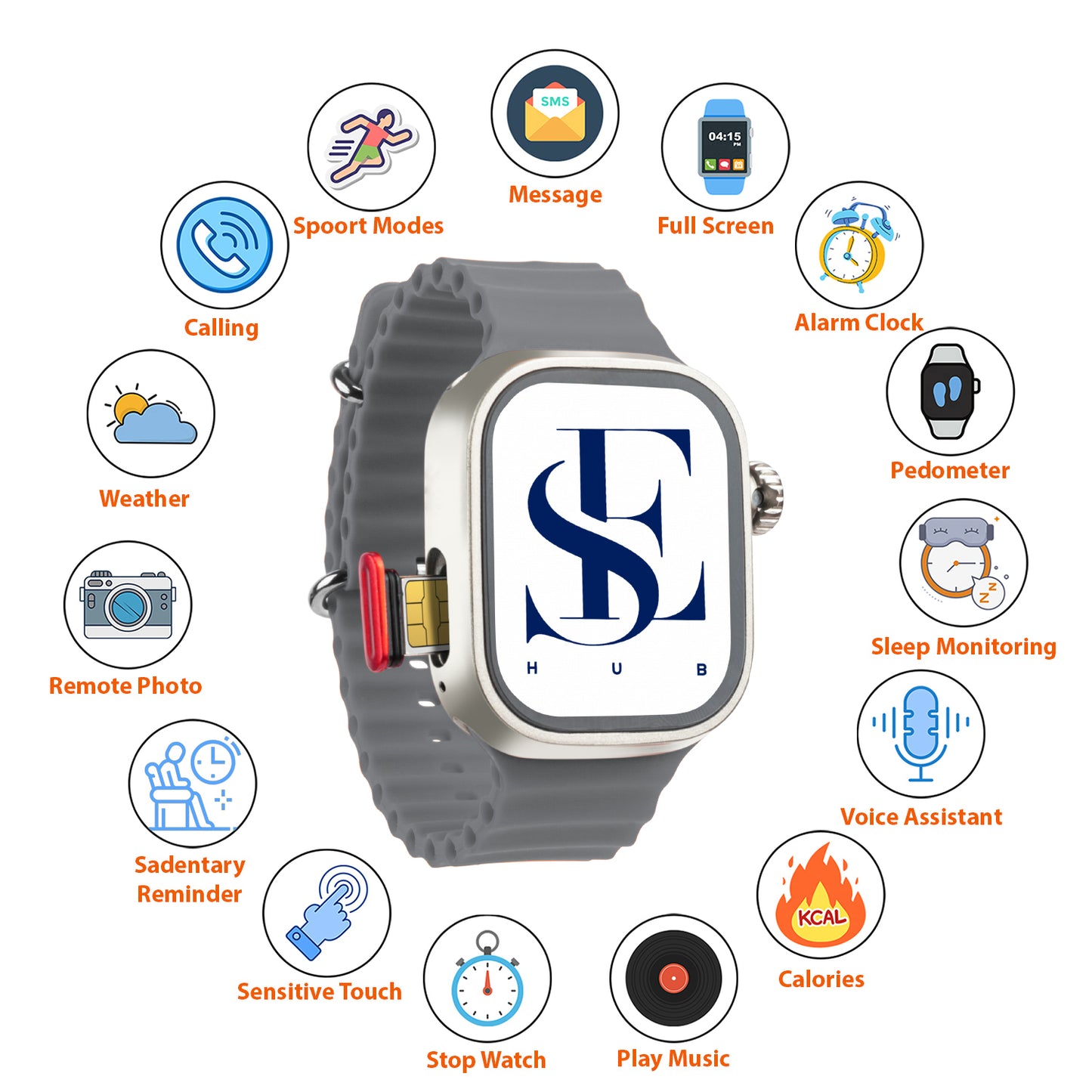 CDS9 Ultra Android 4G Smartwatch with SIM Card, AMOLED Display, WiFi GPS NFC, Rotating Camera, Multi-Sport Fitness Tracker for Men Women (8GB+128GB) (Silver)
