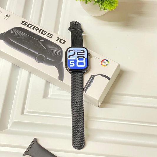 Smart Watch Series 10 Matte Finish with 4G/5G SIM, AMOLED Display, Big Speaker Grill, Bluetooth Calling, Heart Rate Monitor, Video Calling, Long Battery – Black