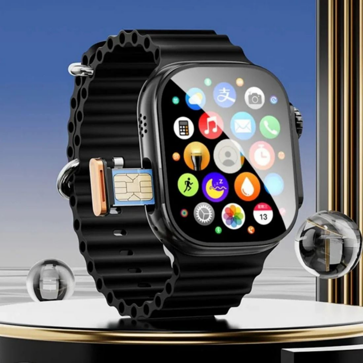 WS10A 4G/5G Android Smartwatch – 360° AMOLED Display, 8GB RAM, 128GB Storage, AI Companion, Voice Assistant, GPS, with 3 Belts (Black)