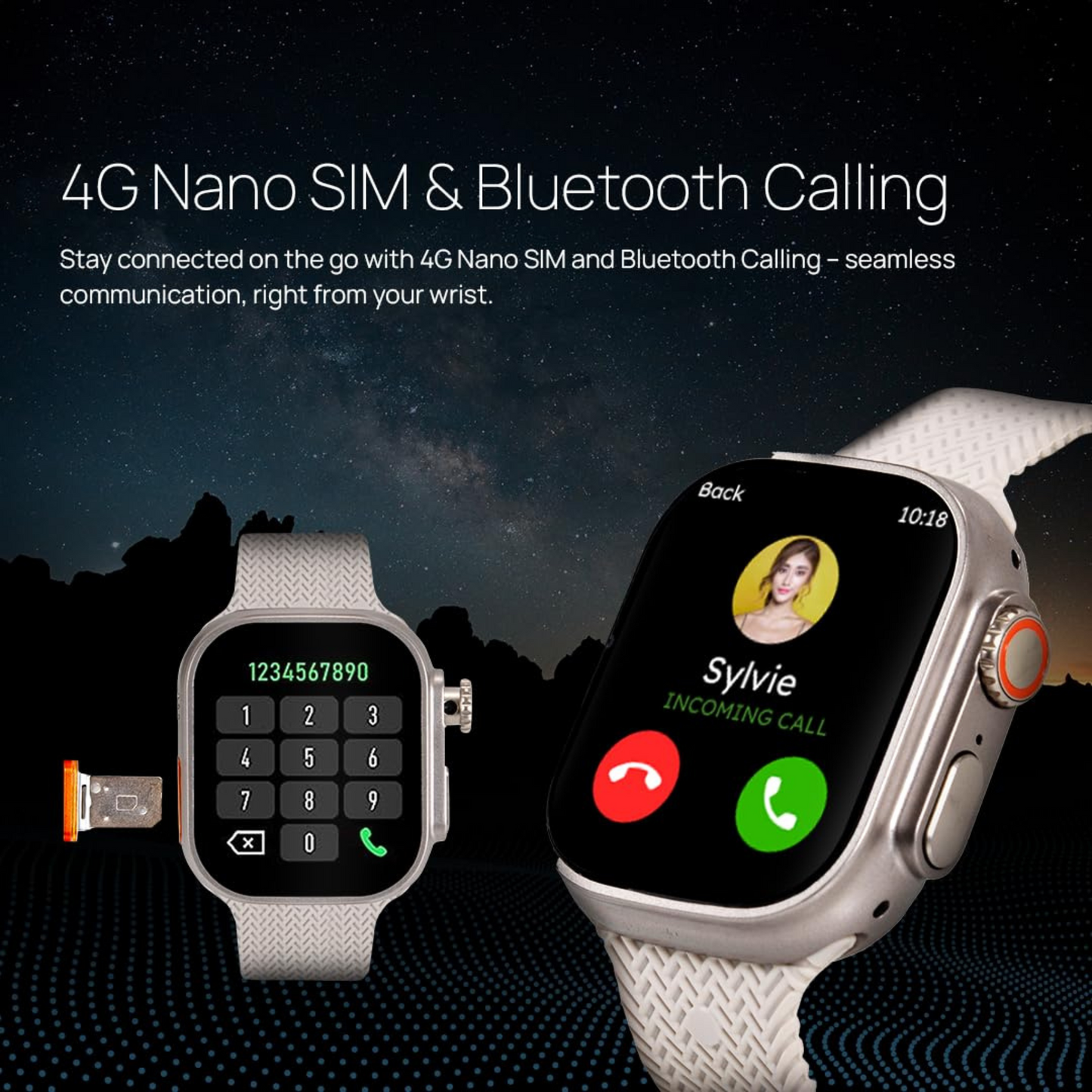SE HUB Wisme 3+1 Smartwatch with 8GB RAM & 128GB Storage – 180° Rotating 12MP Camera, 4G/5G Sim, Wireless Charging, 60Hz Display, Heart Rate, Pedometer, Sleep Monitor Men & Women- (Silver)