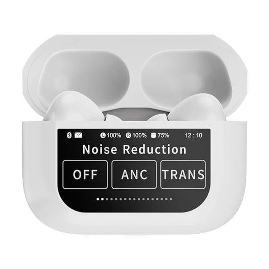 SE HUB True Wireless Noise Cancellation Earbuds – Touch LCD Display, HD Calling, Fast Charging, 13mm 3D Bass, Gaming Earbuds with Bluetooth 5.3 + ANC – White