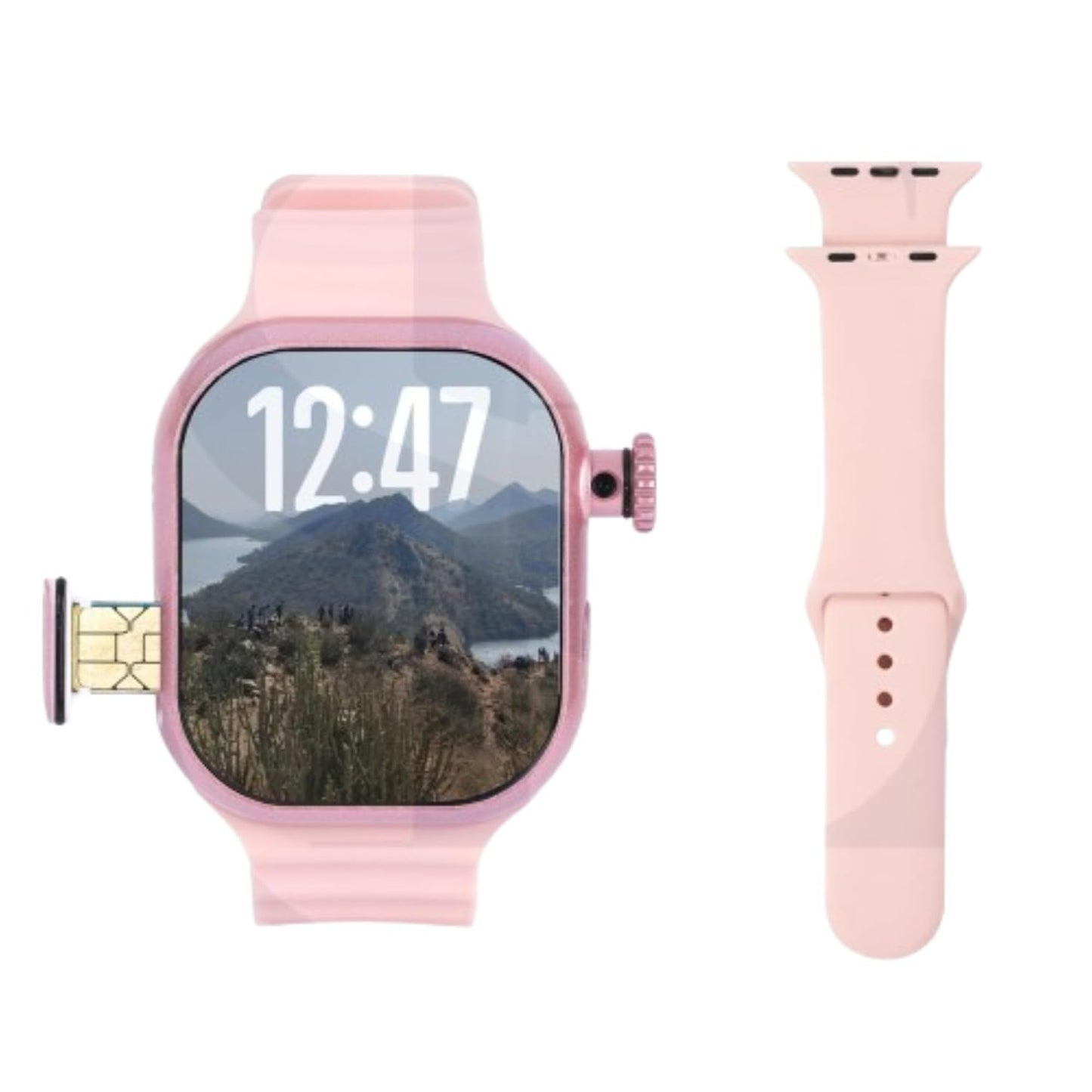 SE HUB HW Watch X Call – AMOLED Curved Display Smartwatch | 4GB RAM + 64GB Storage | Dual 180° Rotating Camera | SIM, WiFi, Play Store, Bluetooth Calling | Fast Charging (Pink)