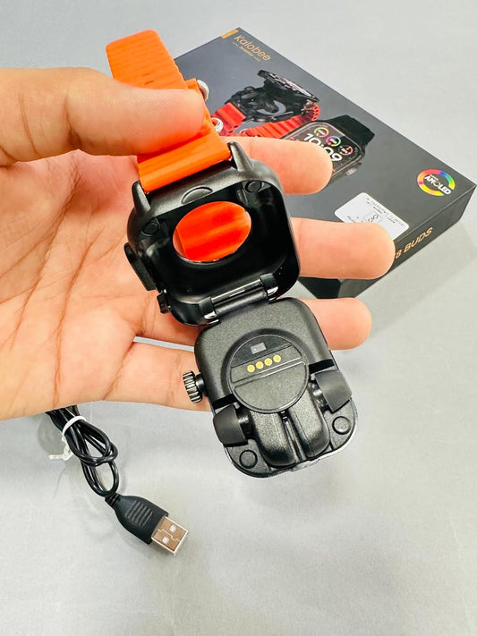 2-in-1 Smartwatch with Built-in Earbuds – Bluetooth Calling, GPS, Fitness Tracker, Music Storage, Always-on HD Display, Heart Rate Monitor – Black (iOS & Android Compatible)