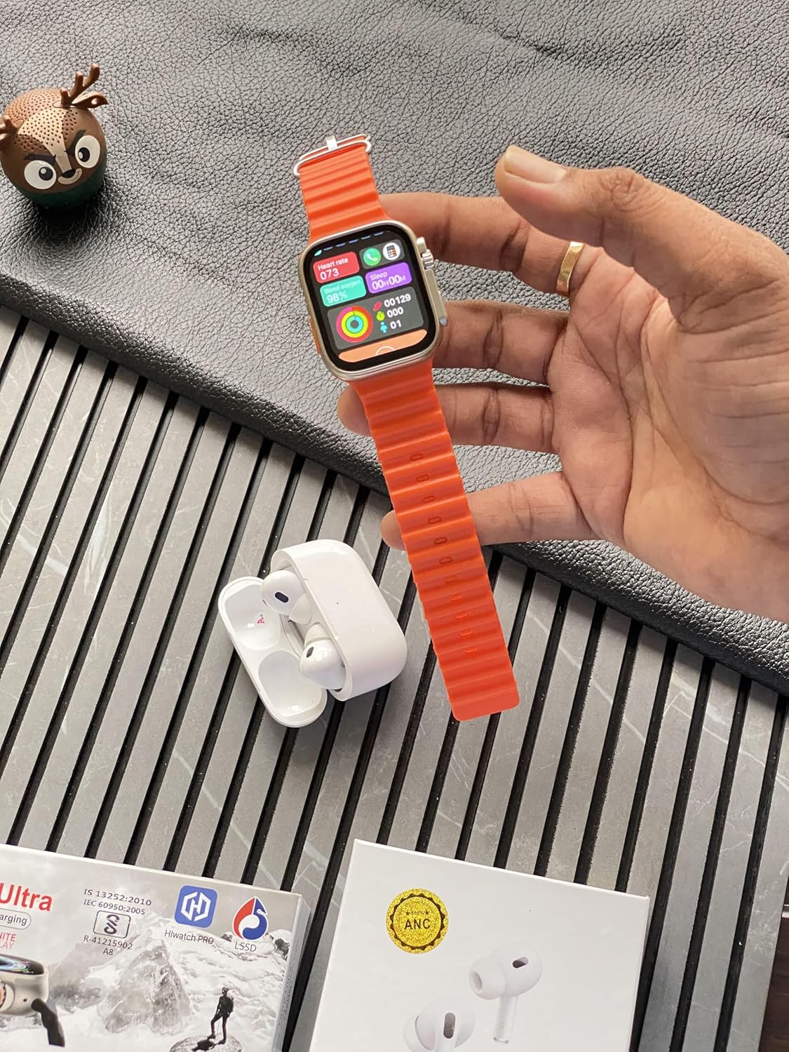 T800 Ultra Smartwatch with Earbuds Combo – 2-in-1 Rakhi Gift Set, AMOLED HD Display, 45mm Dial, Bluetooth & Video Calling, Long Battery Life (Any Color)