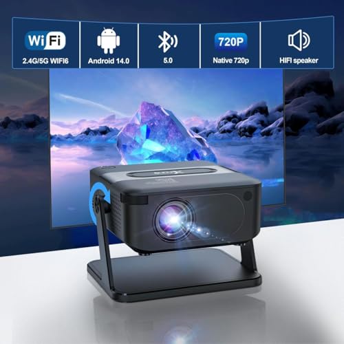 SE HUB XNANO Smart Mini Projector with Android | 4K & 1080P Support (Native 720P) | Built-in Netflix, YouTube & Prime Video | WiFi 6, Bluetooth 5.2 | Portable Home Theater Projector