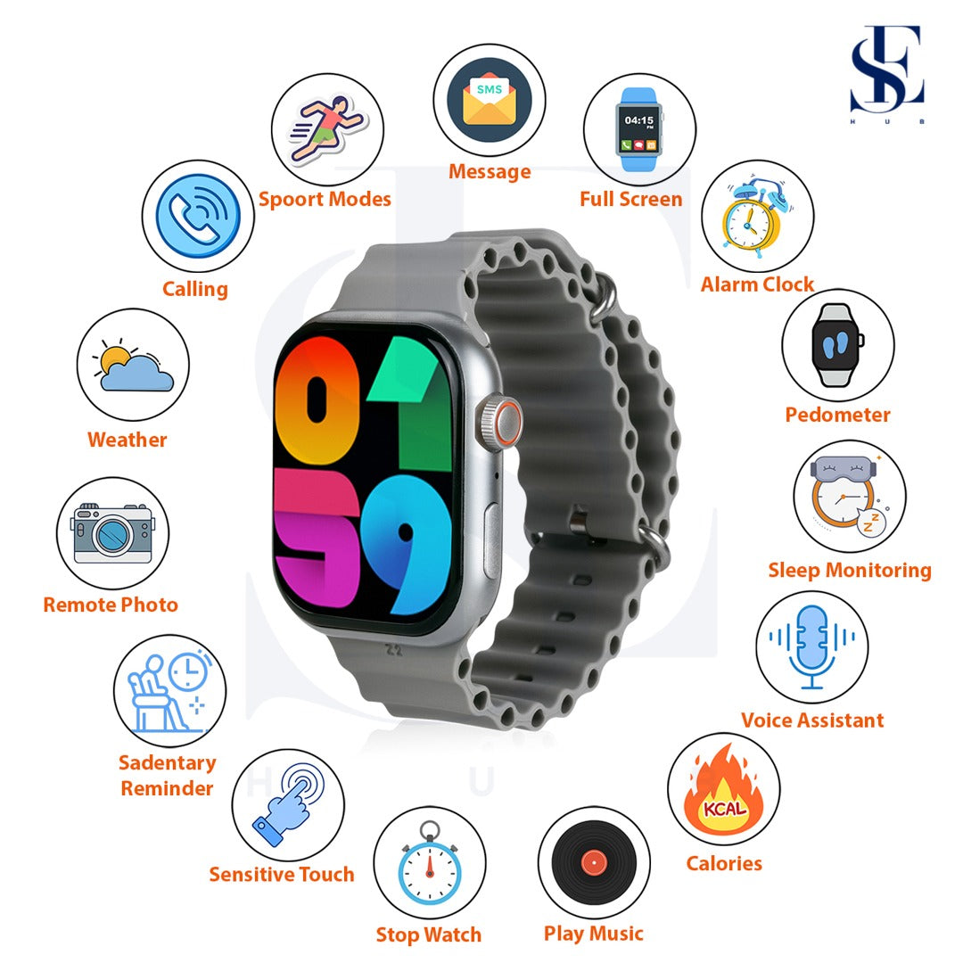 SE HUB S9 MK-X100 Smartwatch Combo With 10 Colorful Strap
