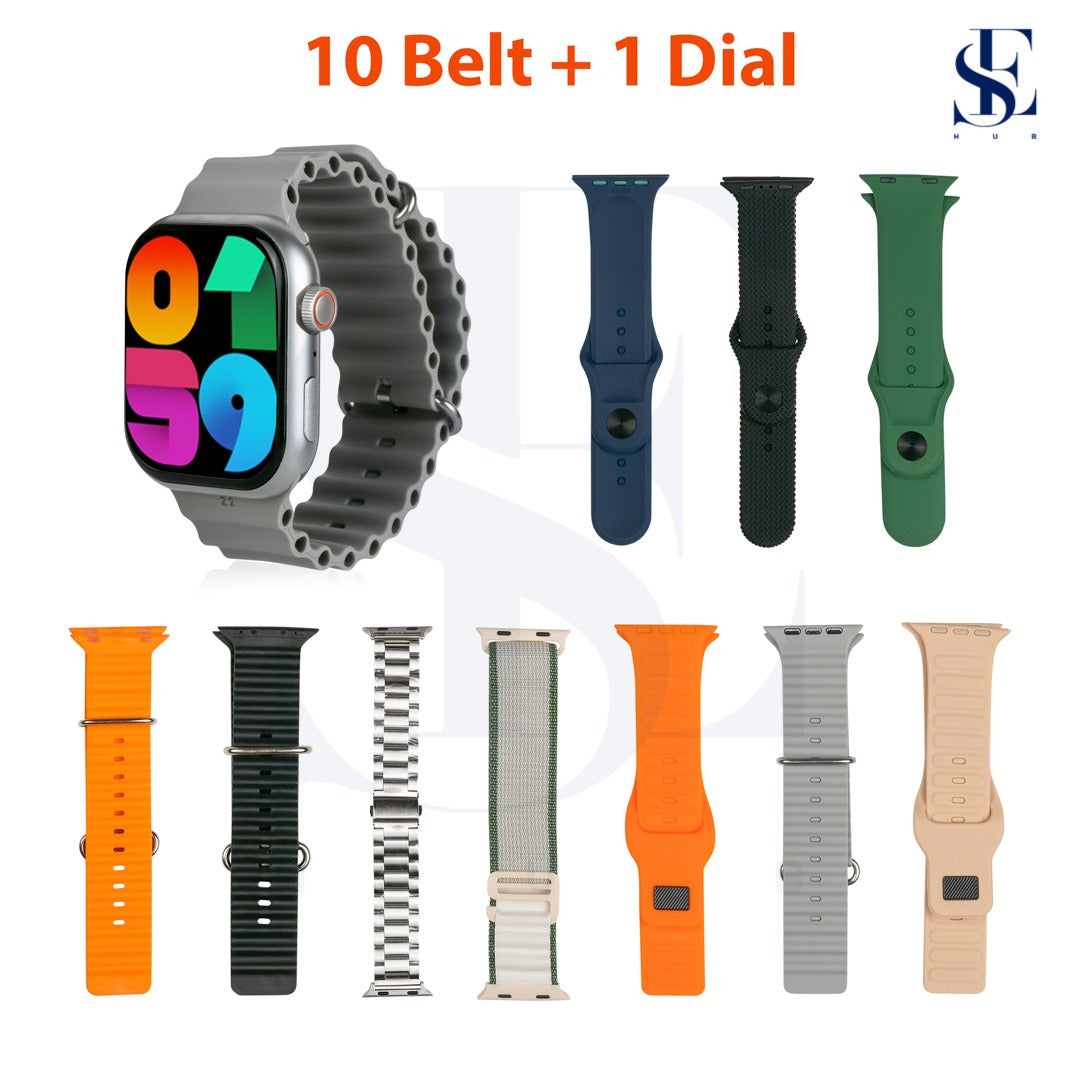 SE HUB S9 MK-X100 Smartwatch Combo With 10 Colorful Strap