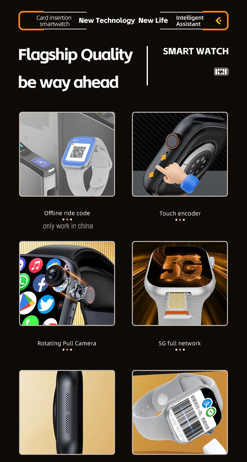 CD20 Smart Watch with SIM, Camera & AMOLED Display