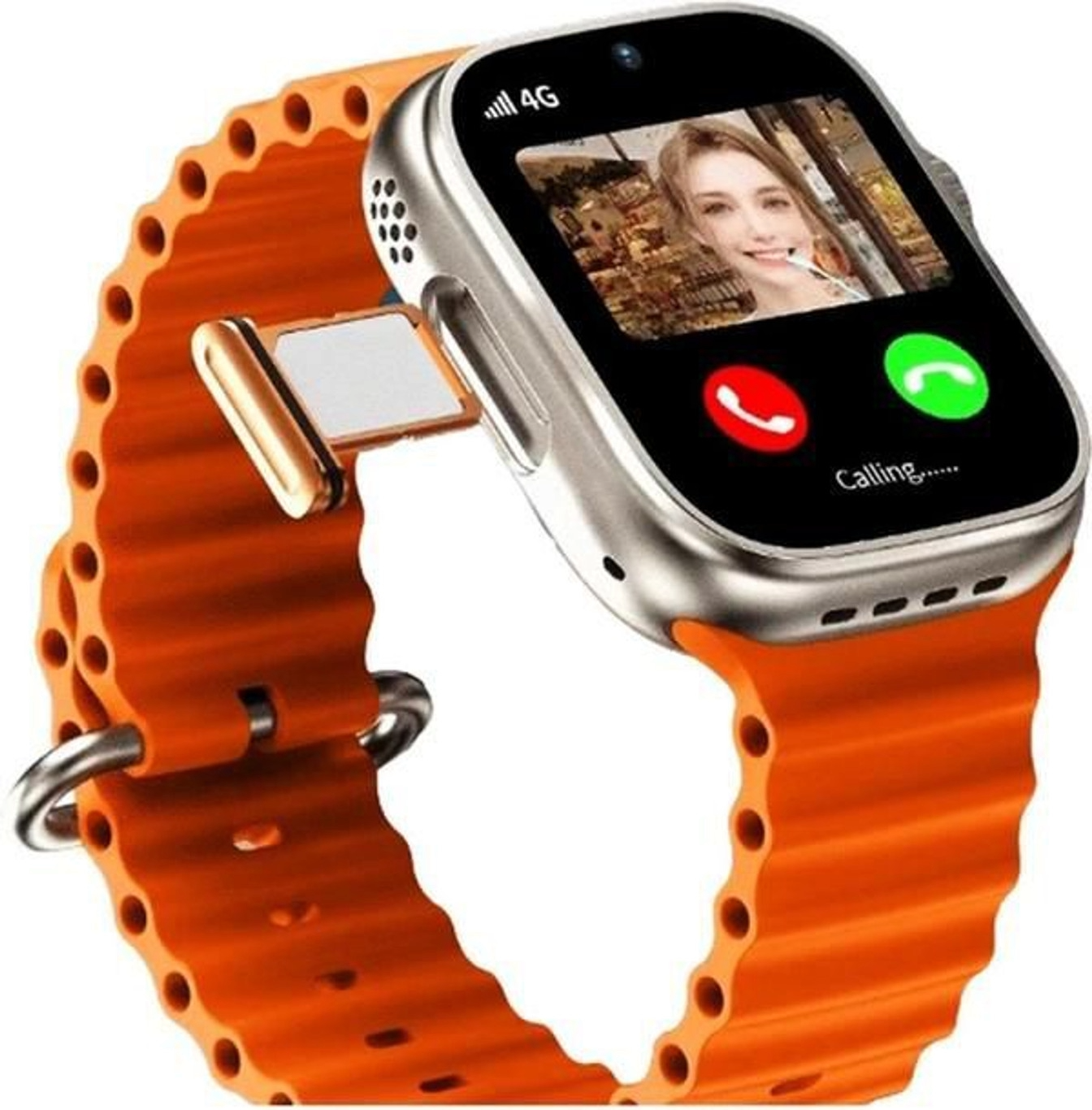 DUALCAMERA Ultra S9 Android Smart Watch 5G SIM Dual Camera Water Drop Screen Video Call Smartwatch (Black, Orange Strap, 49MM)ns and answers available