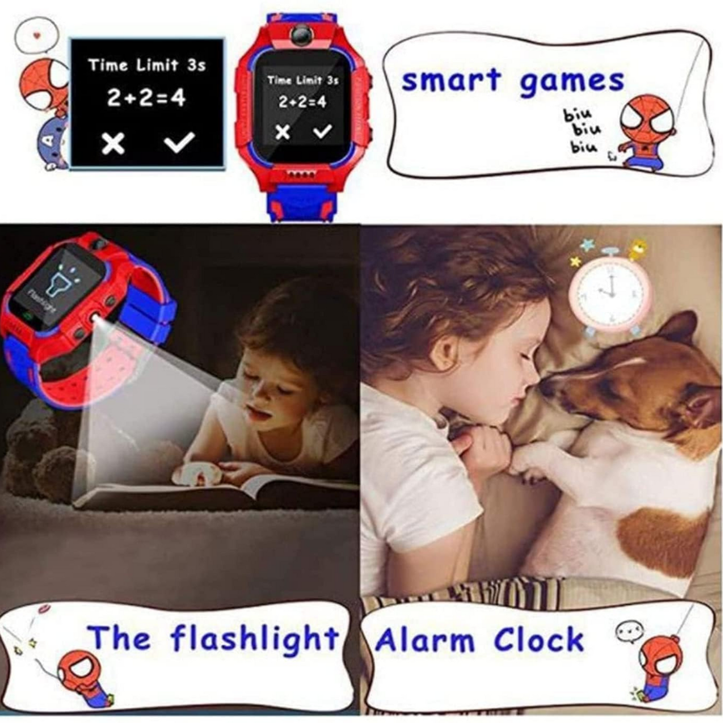 SE HUB Waterproof Kids Smart Watch GPS Tracker – SOS, Camera, Alarm, Call, Touch Screen | Smart Watch for Girls & Boys – Ideal Birthday Gift (Red)