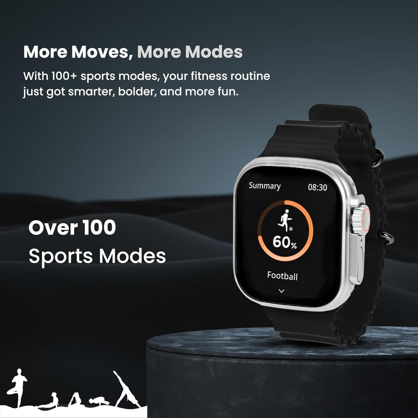 SE HUB 7-in-1 Smartwatch – 49mm Bluetooth Calling, Sports & Fitness Tracker, Heart Rate & Sleep Monitor, 7 Interchangeable Belts (Orange)