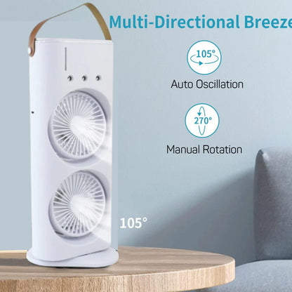 Electric Fan Desktop Double-Head Powerful Air (1 Pc / With Remote / Plug and Play)