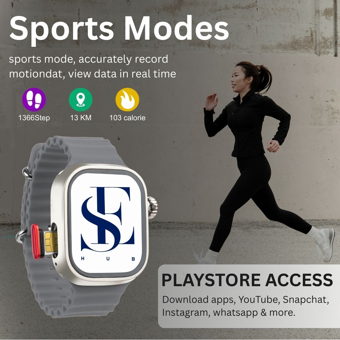 CDS9 Ultra Android 4G Smartwatch with SIM Card, AMOLED Display, WiFi GPS NFC, Rotating Camera, Multi-Sport Fitness Tracker for Men Women (8GB+128GB) (Silver)