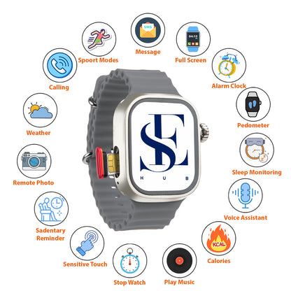 CDS9 Ultra Android 4G Smartwatch with SIM Card, AMOLED Display, WiFi GPS NFC, Rotating Camera, Multi-Sport Fitness Tracker for Men Women (8GB+128GB) (Silver)