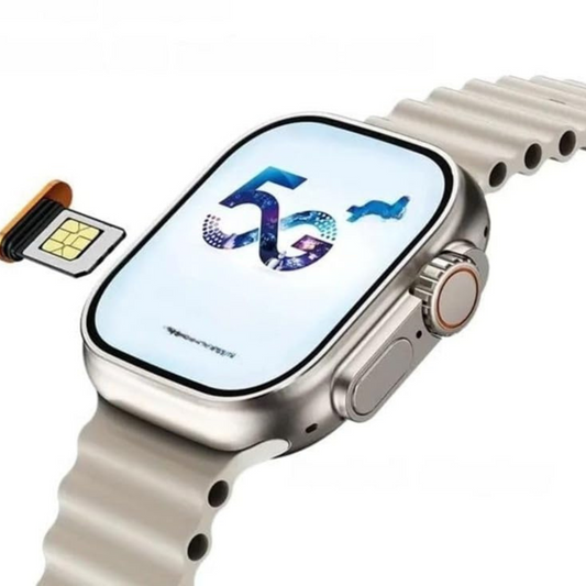 SE HUB Wisme 3+1 Smartwatch with 8GB RAM & 128GB Storage – 180° Rotating 12MP Camera, 4G/5G Sim, Wireless Charging, 60Hz Display, Heart Rate, Pedometer, Sleep Monitor Men & Women- (Silver)