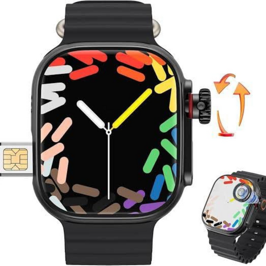 WS10A 4G/5G Android Smartwatch – 360° AMOLED Display, 8GB RAM, 128GB Storage, AI Companion, Voice Assistant, GPS, with 3 Belts (Black)