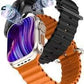 SE HUB Smart Watch with 4G/5G SIM, AMOLED Display, Bluetooth Calling, SpO2, Heart Rate Monitoring, Video Calling, 4GB RAM 64GB Storage, Long Battery Life, 49mm Men & Women Smartwatch – Orange & Black Strap