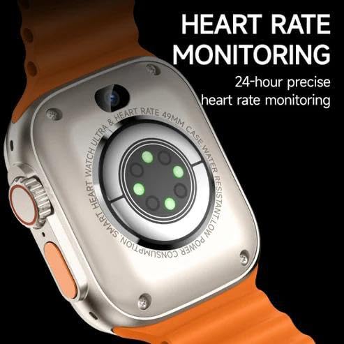 SE HUB Smart Watch with 4G/5G SIM, AMOLED Display, Bluetooth Calling, SpO2, Heart Rate Monitoring, Video Calling, 4GB RAM 64GB Storage, Long Battery Life, 49mm Men & Women Smartwatch – Orange & Black Strap