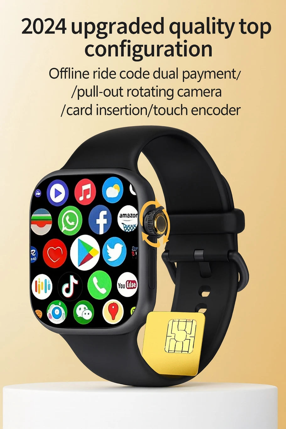 CD20 4G/5G Video Calling Smartwatch for Men & Women with 180° HD Rotating Camera, 2.29” AMOLED Display, SIM Support, Bluetooth Calling, WiFi, Fitness Tracking, Heart Rate Monitor, Multiple Sports Modes & Premium Black Silicone Strap (49MM)