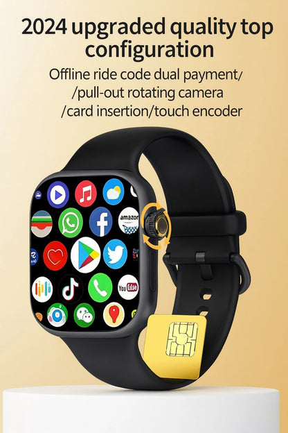 CD20 4G/5G Video Calling Smartwatch for Men & Women with 180° HD Rotating Camera, 2.29” AMOLED Display, SIM Support, Bluetooth Calling, WiFi, Fitness Tracking, Heart Rate Monitor, Multiple Sports Modes & Premium Black Silicone Strap (49MM)
