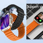 SE HUB Smart Watch with 4G/5G SIM, AMOLED Display, Bluetooth Calling, SpO2, Heart Rate Monitoring, Video Calling, 4GB RAM 64GB Storage, Long Battery Life, 49mm Men & Women Smartwatch – Orange & Black Strap