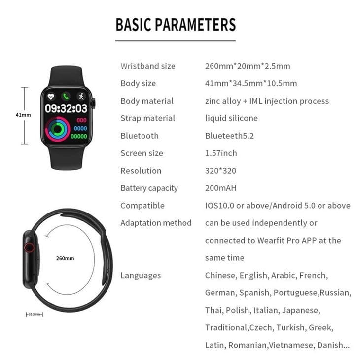 Full Screen Smartwatch with IP68 Waterproof, 100+ Sports Modes, Bluetooth Calling, Heart Rate Monitor, Unlimited Watch Faces – For Men & Women (Black)