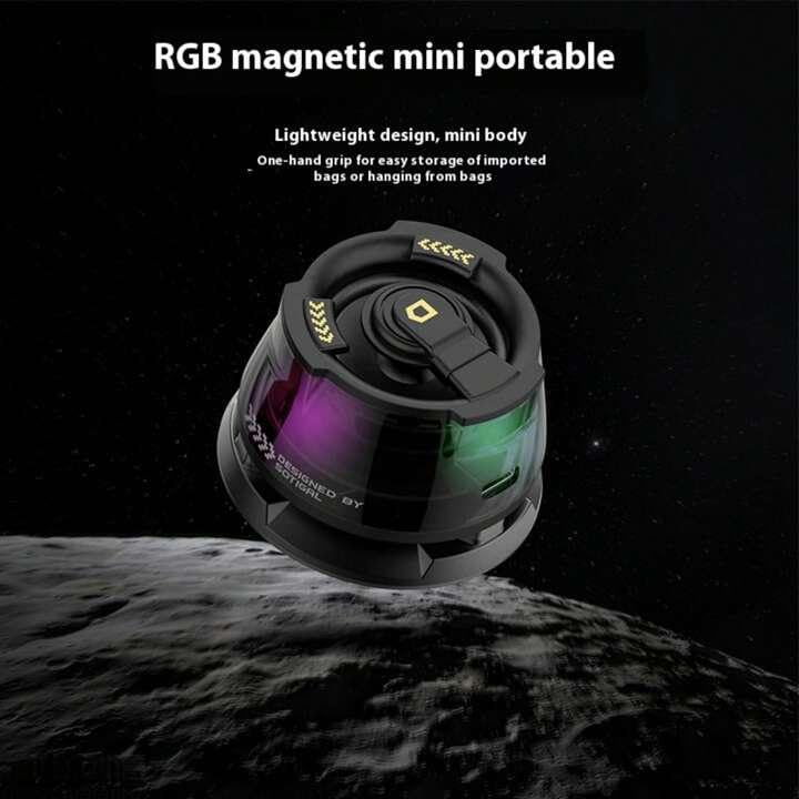 SE HUB DY100 Mini Magnetic Wireless Bluetooth Speaker – Portable, Rechargeable, RGB LED Lights, Phone Holder, Powerful Sound – Compatible with All Bluetooth Devices