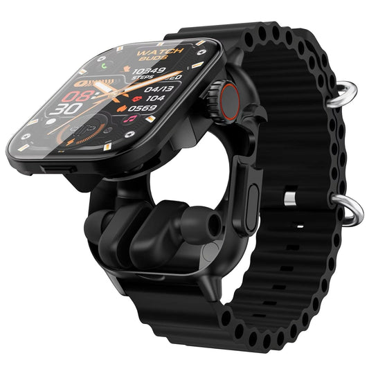 2-in-1 Smartwatch with Built-in Earbuds – Bluetooth Calling, GPS, Fitness Tracker, Music Storage, Always-on HD Display, Heart Rate Monitor – Black (iOS & Android Compatible)