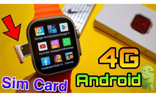 Premium S8 Ultra Smartwatch with 4G SIM | App Store, Google Maps, Facebook, YouTube, Android OS, Bluetooth Calling – Extra Strap (Orange & Black)