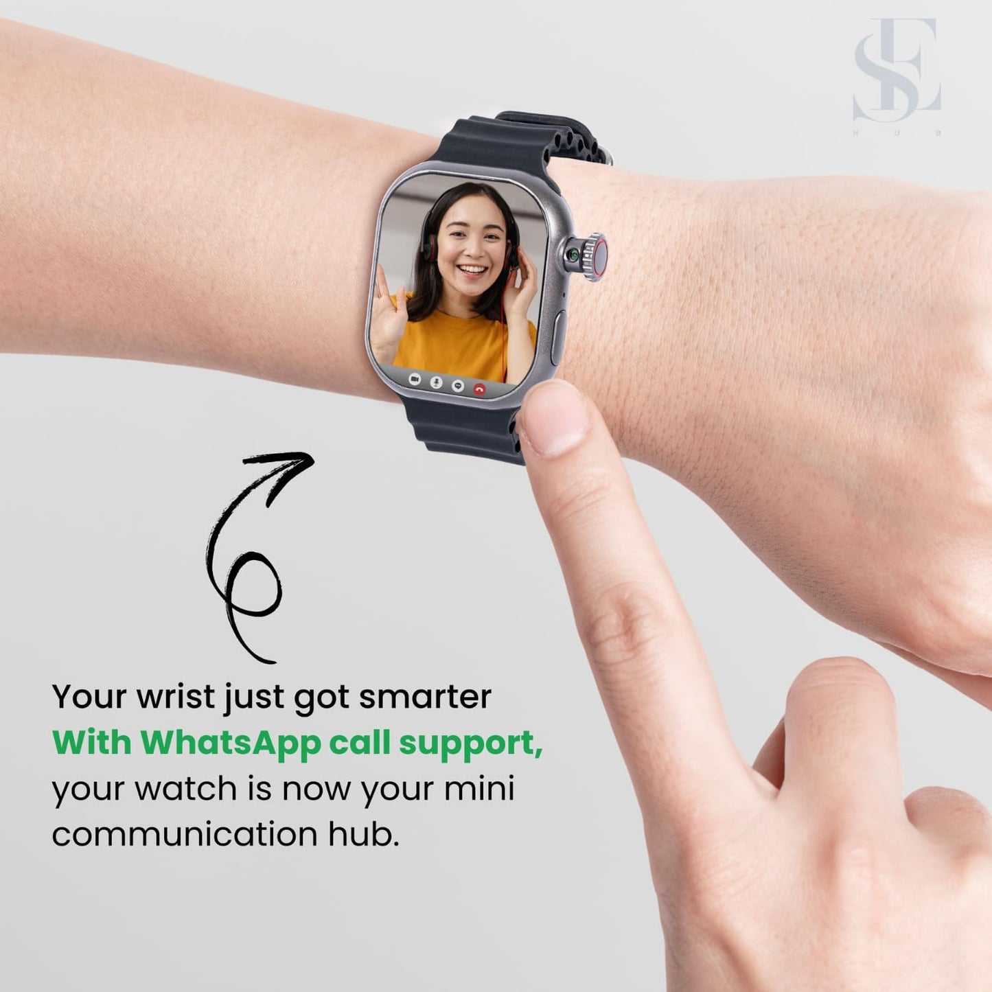 Smart Watch Ultra with 4G SIM, 180° Hidden Camera, AMOLED HD Display, 4GB RAM 64GB ROM, GPS, WhatsApp, Video Calling, AI Fitness Tracker – Black