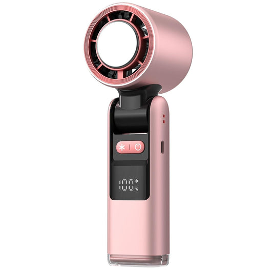 Mini Portable Hand Fan – 4000mAh Rechargeable | 6-Speed Foldable Fan for Handheld, Table & Neck Use (Pink)