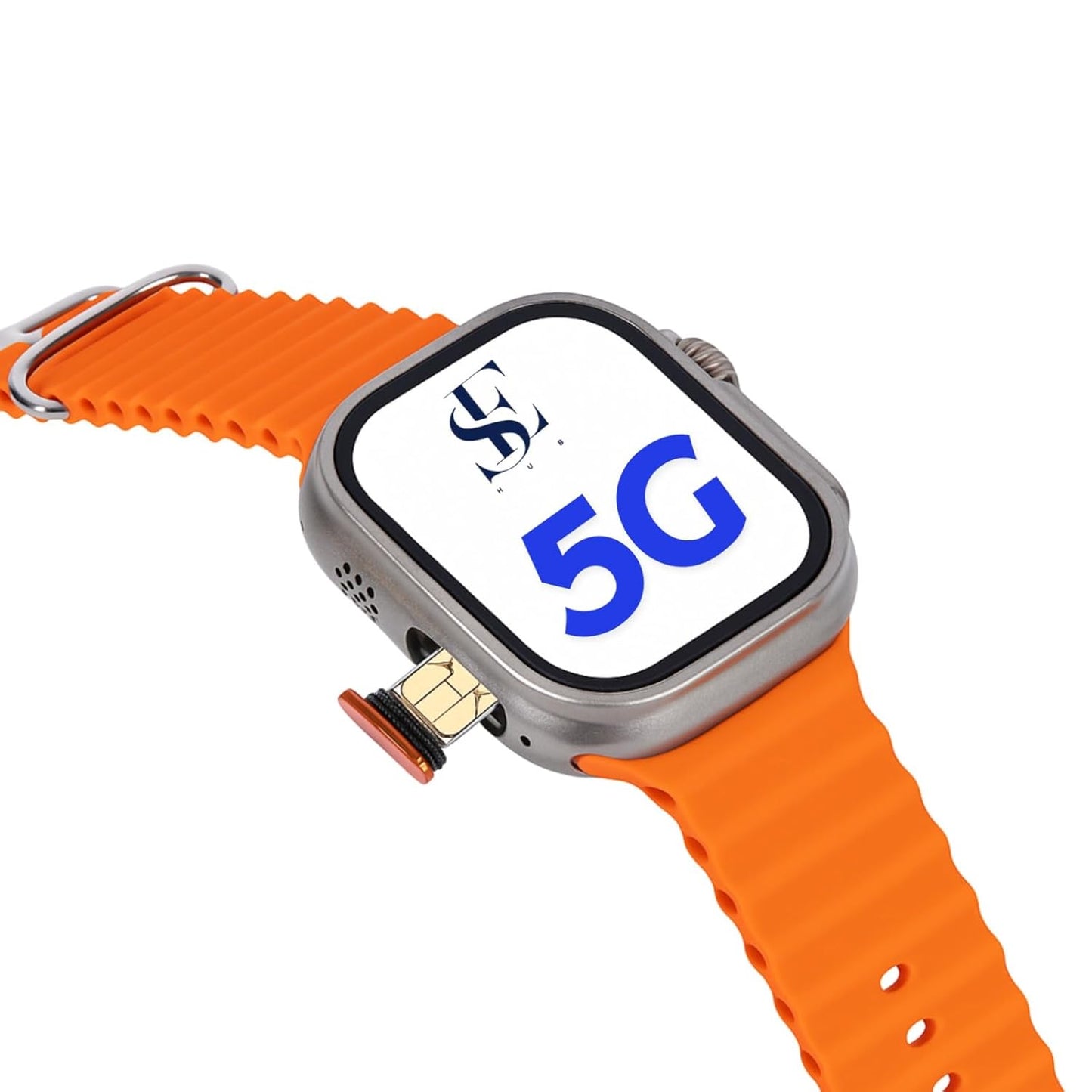 Premium S8 Ultra Smartwatch with 4G SIM | App Store, Google Maps, Facebook, YouTube, Android OS, Bluetooth Calling – Extra Strap (Orange & Black)