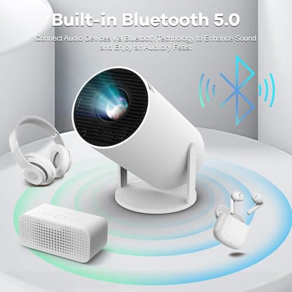 SE HUB HY300 Freestyle 4500LM Android 12 Projector | 1080P FHD | WiFi 6 & BT 5.0 | 4K/2K Support | 180° Rotation Auto Keystone | HDMI USB Miracast | 1GB/16GB