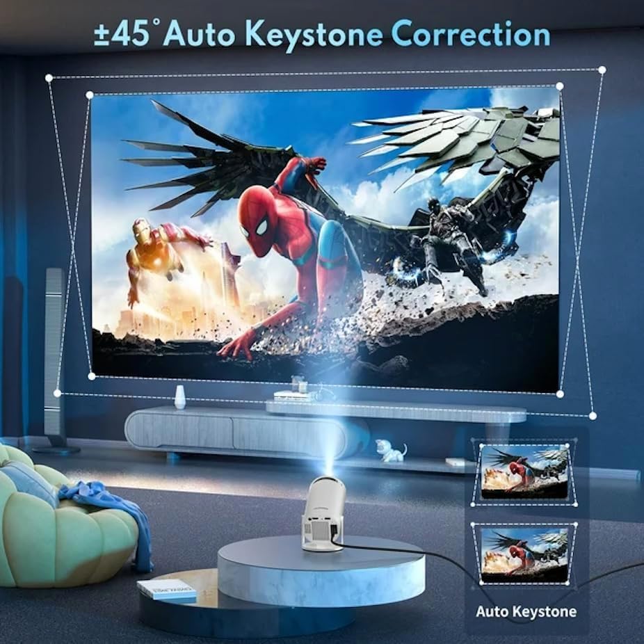 SE HUB HY300 Freestyle 4500LM Android 12 Projector | 1080P FHD | WiFi 6 & BT 5.0 | 4K/2K Support | 180° Rotation Auto Keystone | HDMI USB Miracast | 1GB/16GB