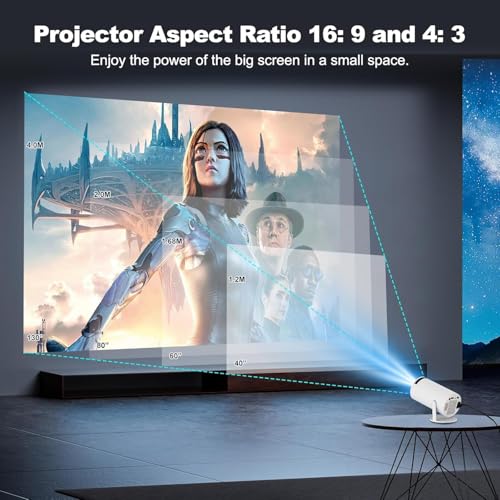 SE HUB HY300 Freestyle 4500LM Android 12 Projector | 1080P FHD | WiFi 6 & BT 5.0 | 4K/2K Support | 180° Rotation Auto Keystone | HDMI USB Miracast | 1GB/16GB
