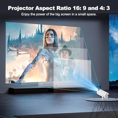 SE HUB HY300 Freestyle 4500LM Android 12 Projector | 1080P FHD | WiFi 6 & BT 5.0 | 4K/2K Support | 180° Rotation Auto Keystone | HDMI USB Miracast | 1GB/16GB