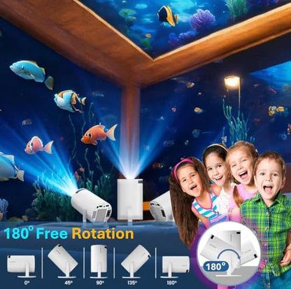 SE HUB HY300 Freestyle 4500LM Android 12 Projector | 1080P FHD | WiFi 6 & BT 5.0 | 4K/2K Support | 180° Rotation Auto Keystone | HDMI USB Miracast | 1GB/16GB