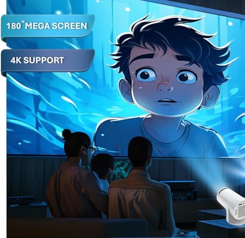 SE HUB HY300 Freestyle 4500LM Android 12 Projector | 1080P FHD | WiFi 6 & BT 5.0 | 4K/2K Support | 180° Rotation Auto Keystone | HDMI USB Miracast | 1GB/16GB