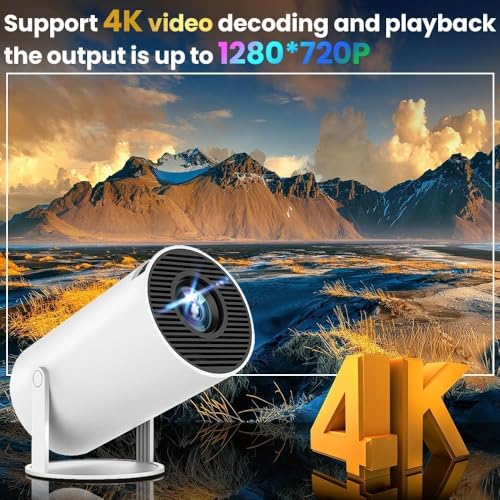 SE HUB HY300 Freestyle 4500LM Android 12 Projector | 1080P FHD | WiFi 6 & BT 5.0 | 4K/2K Support | 180° Rotation Auto Keystone | HDMI USB Miracast | 1GB/16GB