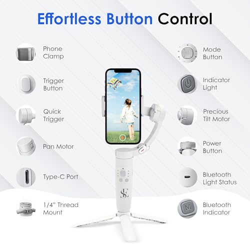 M1 Foldable 3-Axis Gimbal Stabilizer | Advanced Gyroscope | Shake-Free Footage | Object Tracking | Panoramic, Time-Lapse & Slow-Motion | 2500mAh Battery | Ideal for Vlogging & Travel