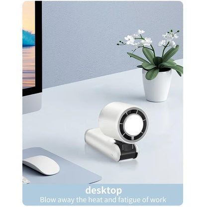 k-801 Mini Portable Hand Fan – 4000mAh Rechargeable, 6-Speed Mode, 180° Foldable Handheld Table & Neck Fan, Long-Lasting Battery for Cooking,Travel, Makeup, Office & Home, Outside Use- (white)