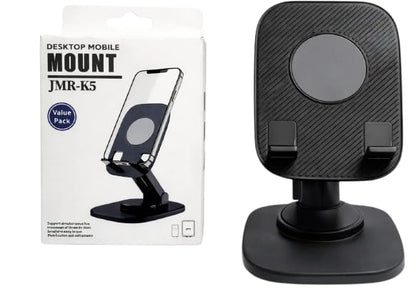 SE HUB Desktop Mobile Mount K5, Mobile Stand with Stabilization & Anti Shake, 360 Degree Rotation Phone Stand for Car Dashboard and Office Table, Home (Black)