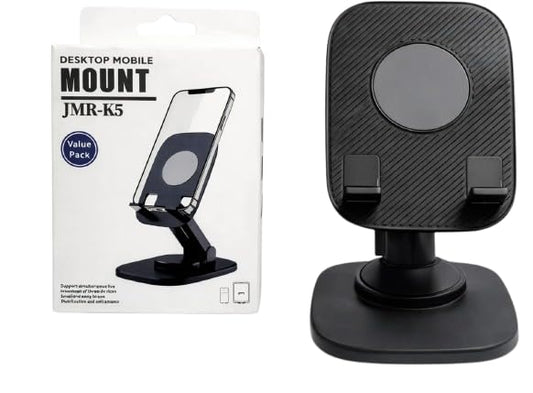 SE HUB Desktop Mobile Mount K5, Mobile Stand with Stabilization & Anti Shake, 360 Degree Rotation Phone Stand for Car Dashboard and Office Table, Home (Black)