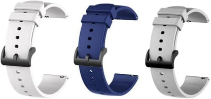 20MM silicone Strap for Smart Watches Compatible With Noise, Fireboltt, Boat Xtend, Pebble, Boat Flash, Noise Color Fit, Ultra Smart Watch & All Watches | White, Blue & Grey | Pack of 3