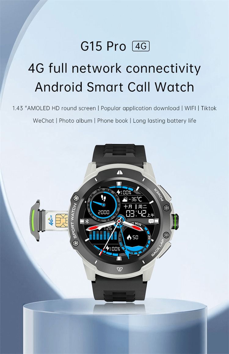 SE HUB G15 PRO 5G Android Round Dial Smartwatch