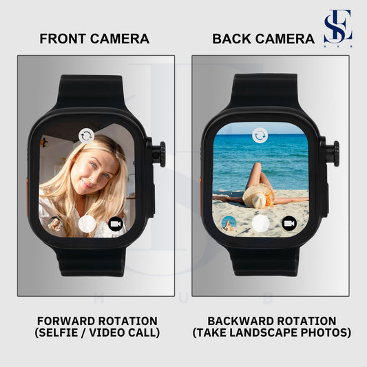 SE HUB Smart Watch with 4G Sim Card with Hiden 180°Camera, Amoled Hd Display, 4 Gb Ram 64 Gb Storage Whatsapp, Instagram, AI, GPS Track, Fitness Tracker, Video Calling for Men & Women-Black