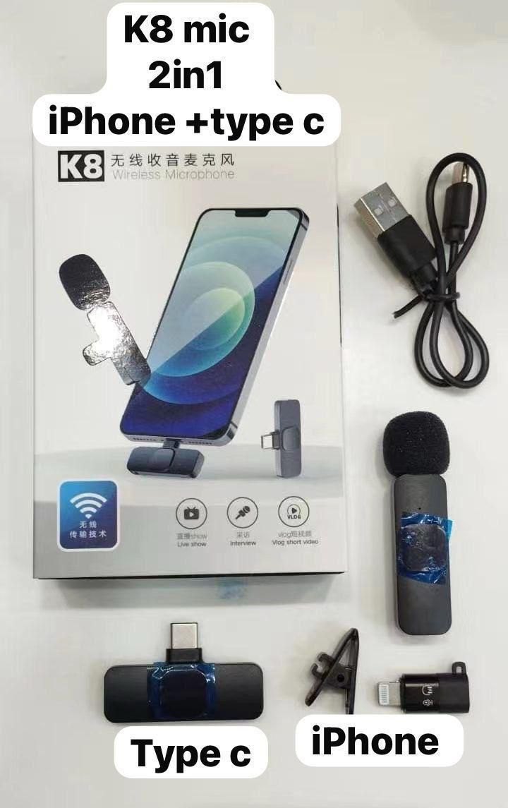 SE HUB K8 Black Modern 2 in 1 Wireless Microphone
